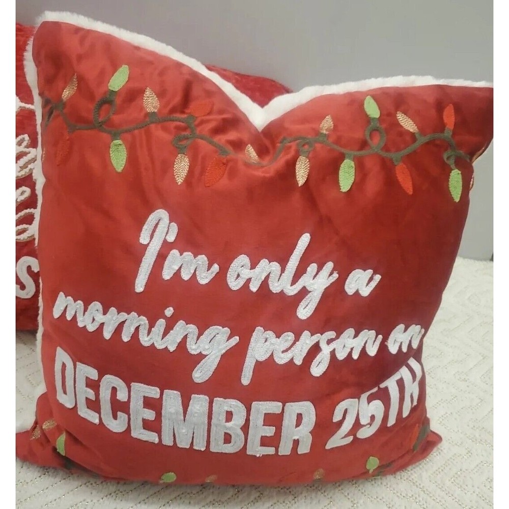 NEW | Lacourte Morning Person Decorative Pillow, Christmas, 20″ x 20″, MSRP $60